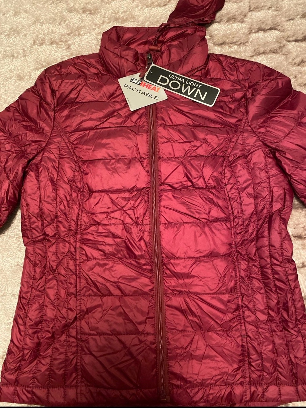 32 Degrees Weatherproof Ultra Light Down Packable Jacket - Burgundy